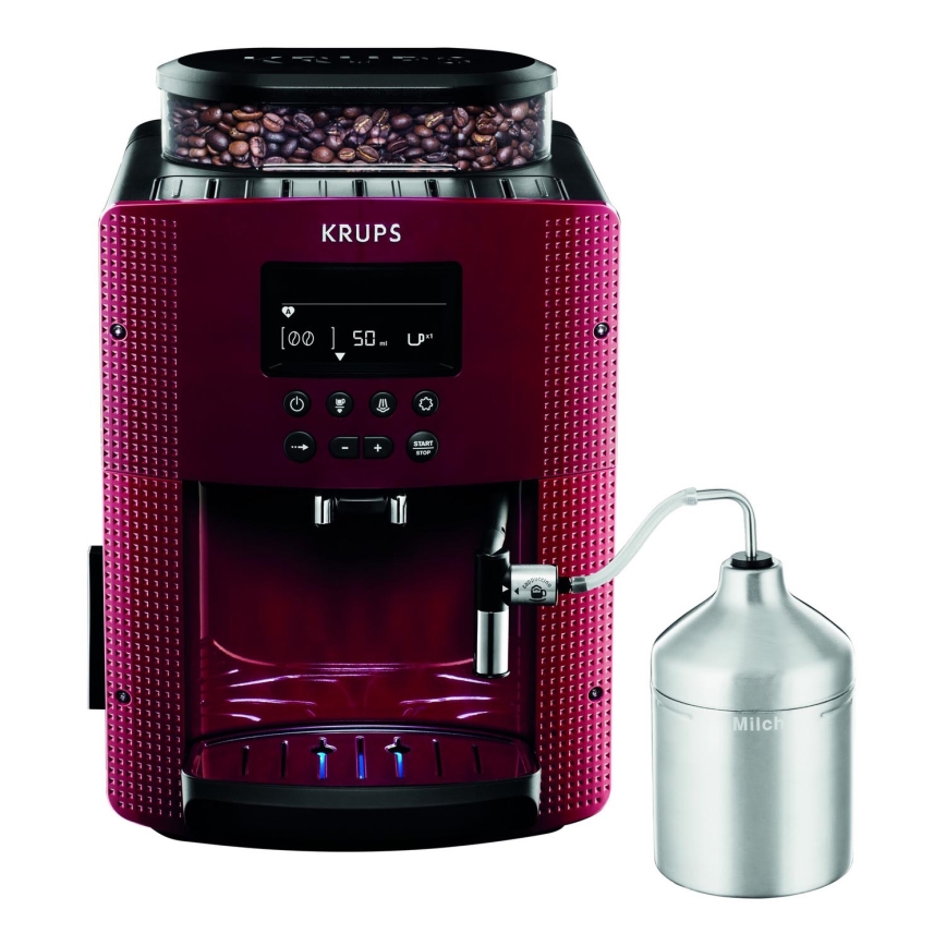Krups - Automatinis kavos aparatas su pieno indu ESSENTIAL 1450W/230V raudona