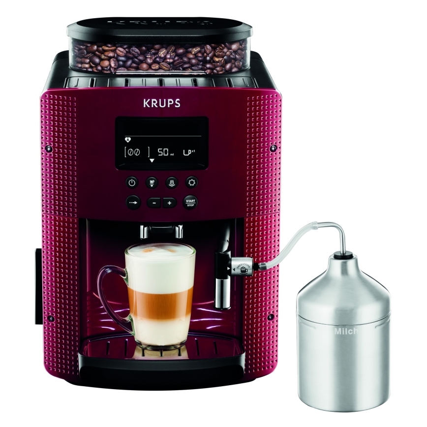 Krups - Automatinis kavos aparatas su pieno indu ESSENTIAL 1450W/230V raudona