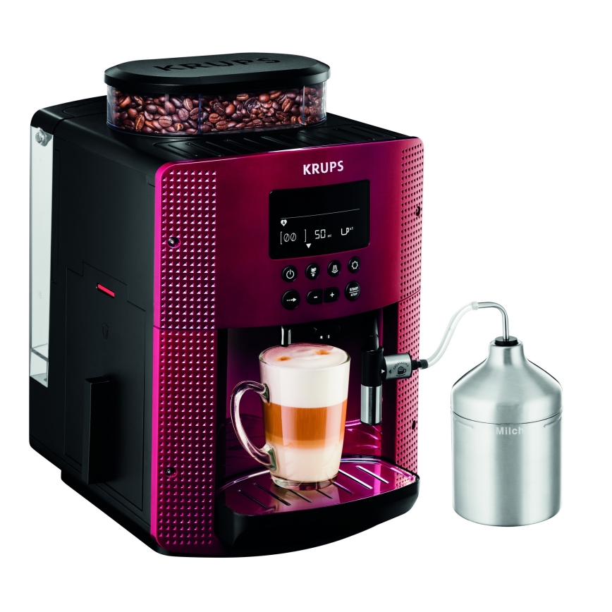 Krups - Automatinis kavos aparatas su pieno indu ESSENTIAL 1450W/230V raudona
