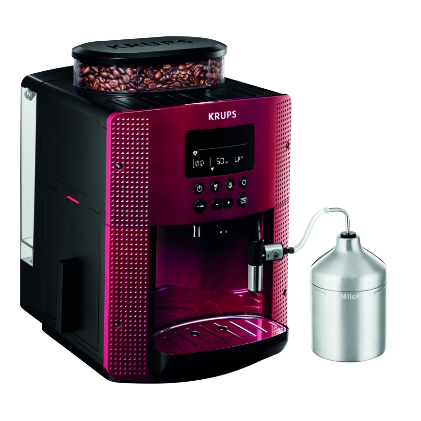 Krups - Automatinis kavos aparatas su pieno indu ESSENTIAL 1450W/230V raudona