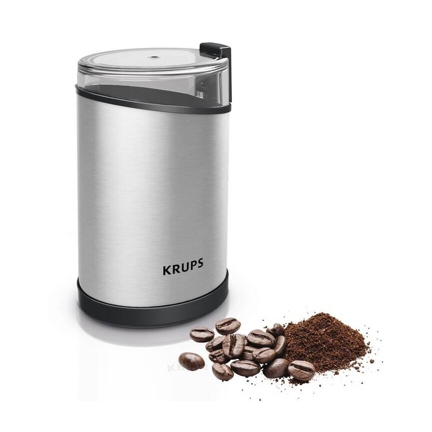 Krups - Elektrinis kavos pupelių malūnėlis 85g FAST-TOUCH 200W/230V matinis chromas