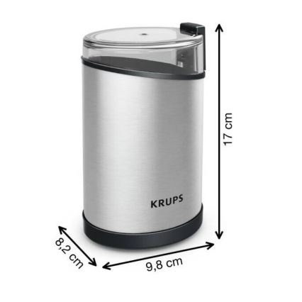 Krups - Elektrinis kavos pupelių malūnėlis 85g FAST-TOUCH 200W/230V matinis chromas