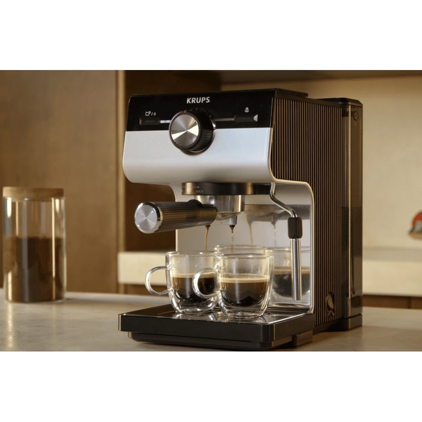Krups - Svirtis kavos aparatas dviem puodeliam AUTHENTIC 1450W/230V pilka