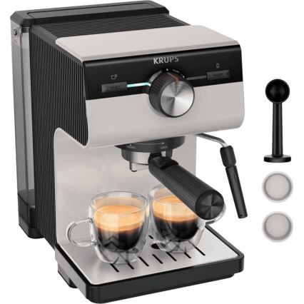 Krups - Svirtis kavos aparatas dviem puodeliam AUTHENTIC 1450W/230V pilka