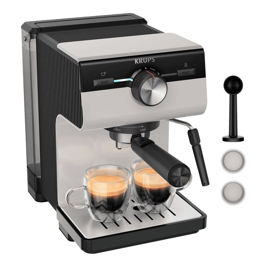 Krups - Svirtis kavos aparatas dviem puodeliam AUTHENTIC 1450W/230V pilka