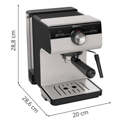 Krups - Svirtis kavos aparatas dviem puodeliam AUTHENTIC 1450W/230V pilka