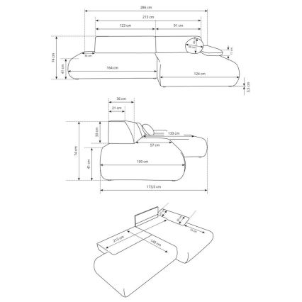 L formos kampinė išskleidžiama sofa-lova su patalynės dėže PRATO, kairinė, smėlio spalvos