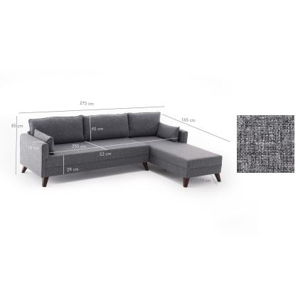 L formos kampinė sofa KORFU, pilka, dešinė