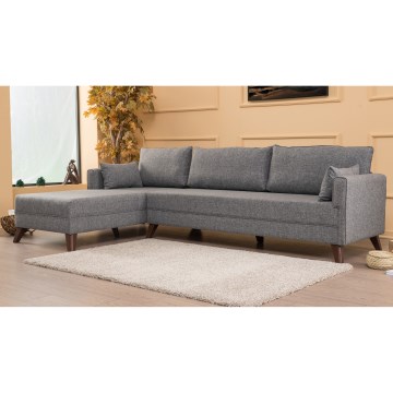 L formos kampinė sofa KORFU, pilka, kairinė
