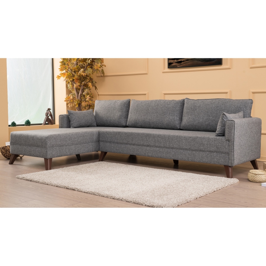 L formos kampinė sofa KORFU, pilka, kairinė
