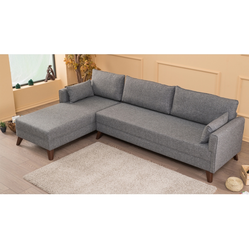 L formos kampinė sofa KORFU, pilka, kairinė
