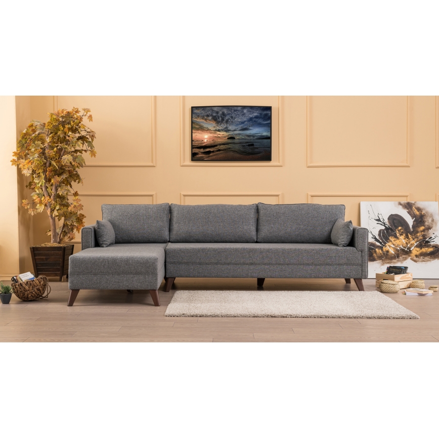L formos kampinė sofa KORFU, pilka, kairinė