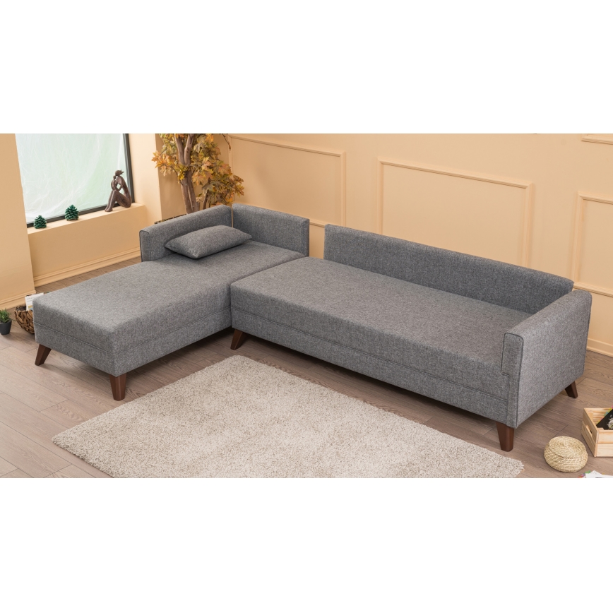 L formos kampinė sofa KORFU, pilka, kairinė