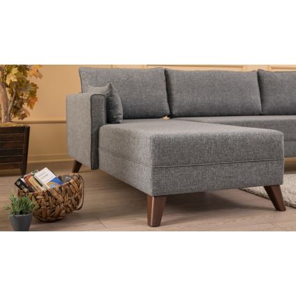 L formos kampinė sofa KORFU, pilka, kairinė