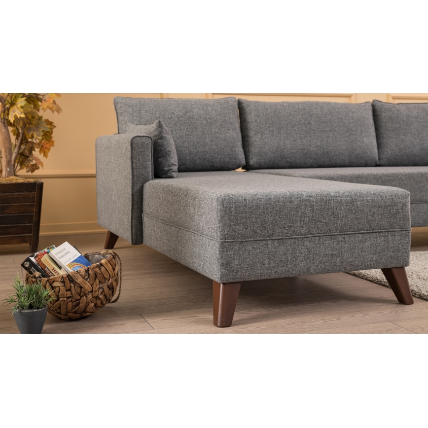 L formos kampinė sofa KORFU, pilka, kairinė