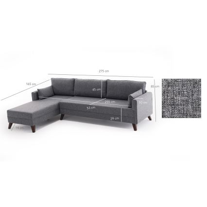 L formos kampinė sofa KORFU, pilka, kairinė