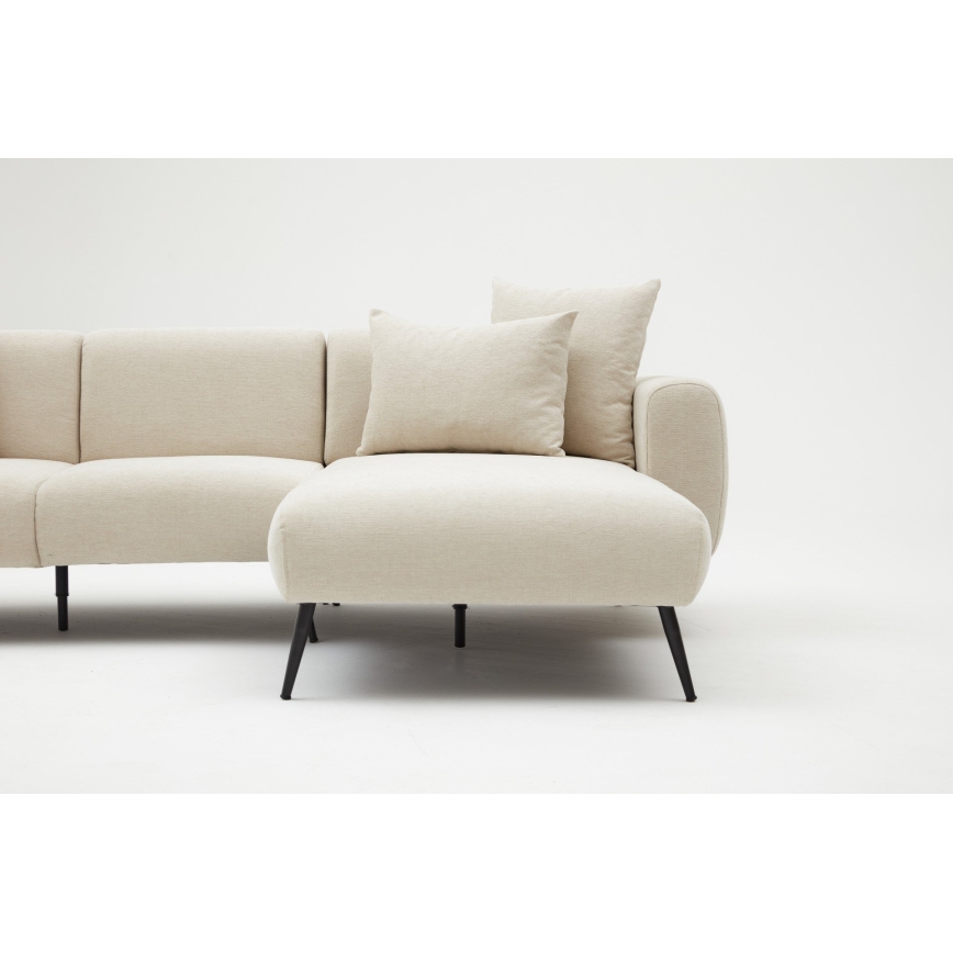L formos kampinė sofa PISA, kreminė, dešinė