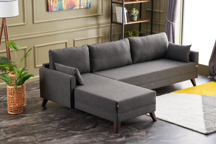 L formos kampinė sofa RIGA, antracito, kairinė