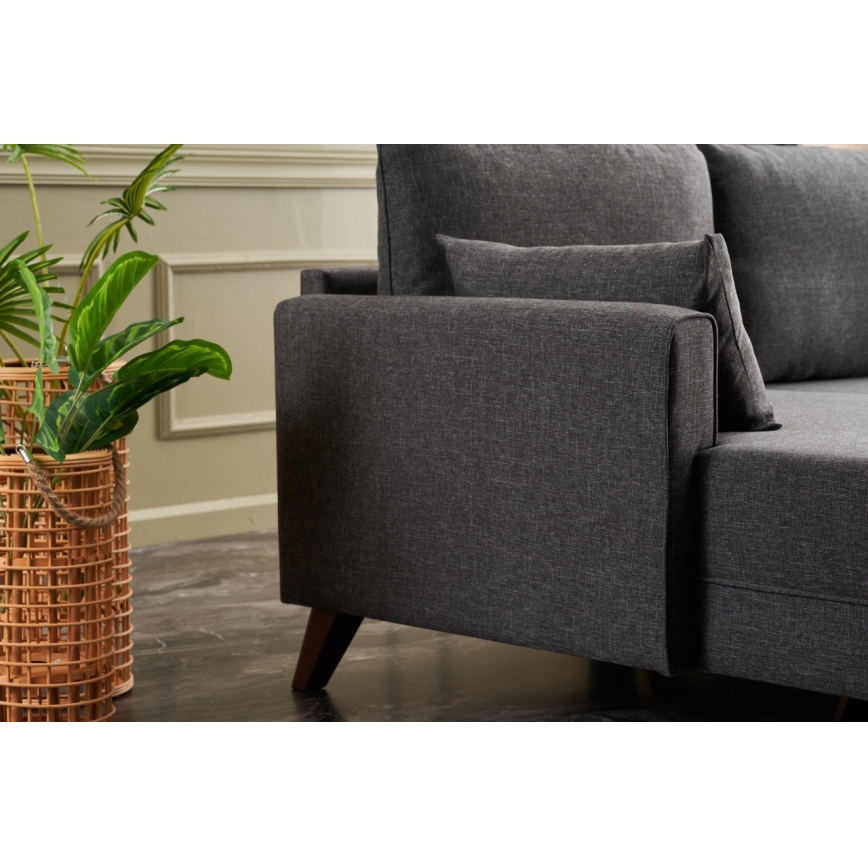 L formos kampinė sofa RIGA, antracito, kairinė