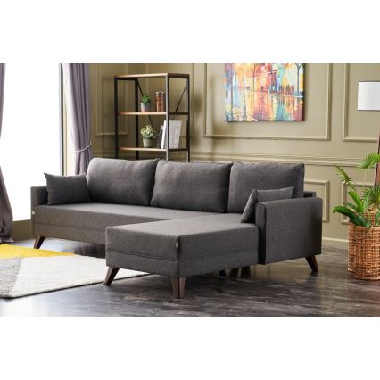L formos kampinė sofa RIGA, antracito spalvos, dešinės pusės