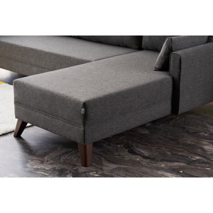 L formos kampinė sofa RIGA, antracito spalvos, dešinės pusės