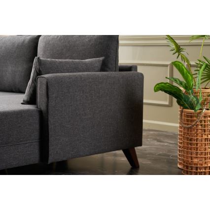 L formos kampinė sofa RIGA, antracito spalvos, dešinės pusės