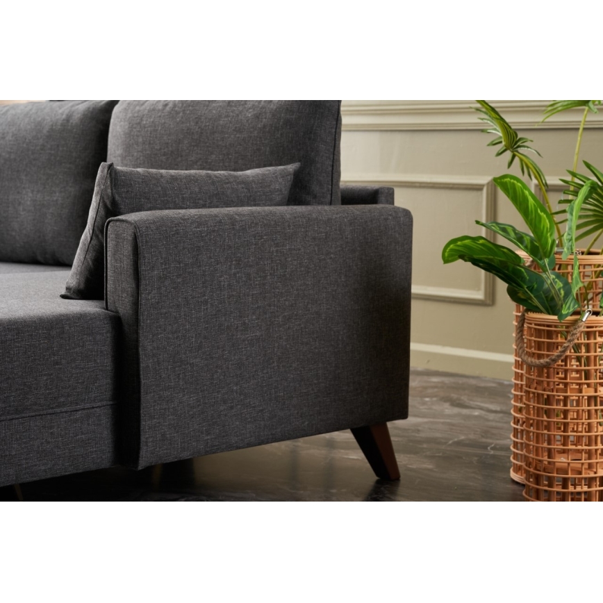 L formos kampinė sofa RIGA, antracito spalvos, dešinės pusės
