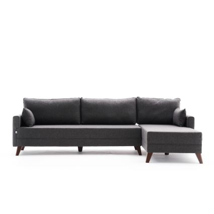 L formos kampinė sofa RIGA, antracito spalvos, dešinės pusės