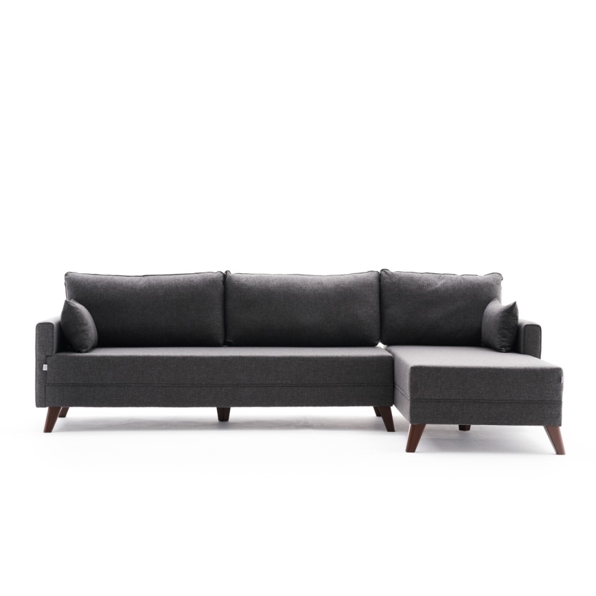 L formos kampinė sofa RIGA, antracito spalvos, dešinės pusės