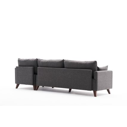 L formos kampinė sofa RIGA, antracito spalvos, dešinės pusės
