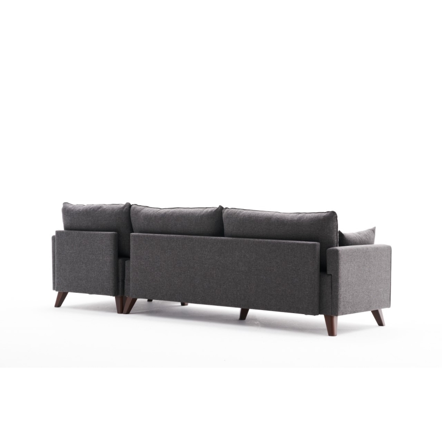 L formos kampinė sofa RIGA, antracito spalvos, dešinės pusės