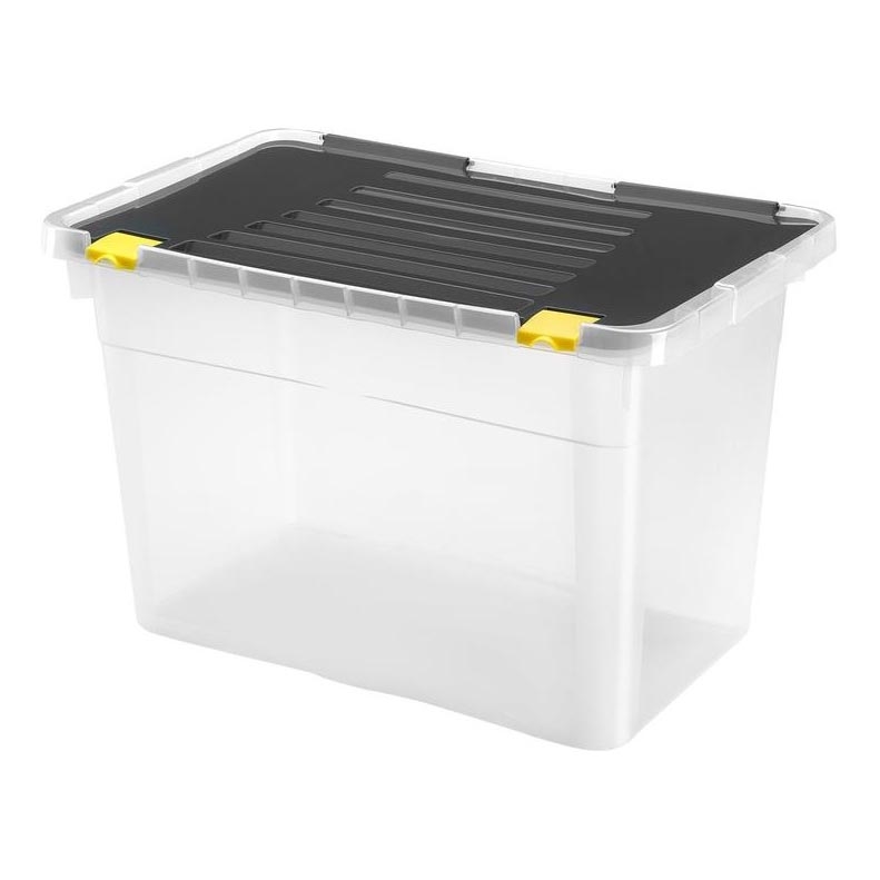 Laikymo dėžė 54 l juoda/skaidri
