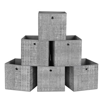Laikymo dėžių rinkinys 6 vnt. CURAN 30x30x30 cm pilka