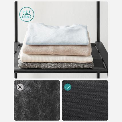 Laikymo spinta su lentynomis ir drabužių strypu MATIS 138x182 cm juoda