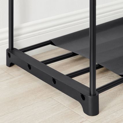 Laikymo spinta su lentynomis ir drabužių strypu MATIS 138x182 cm juoda