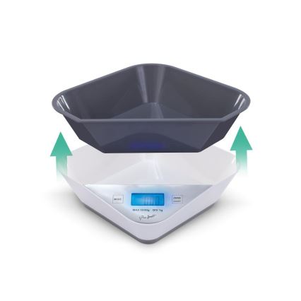 Lamart - Skaitmeninė virtuvinė svarstyklė 2xAAA balta/pilka