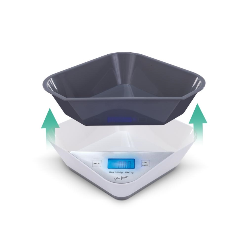 Lamart - Skaitmeninė virtuvinė svarstyklė 2xAAA balta/pilka