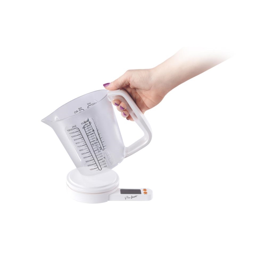 Lamart - skaitmeninė virtuvinė svarstyklė su matavimo indeliu 2xAAA balta