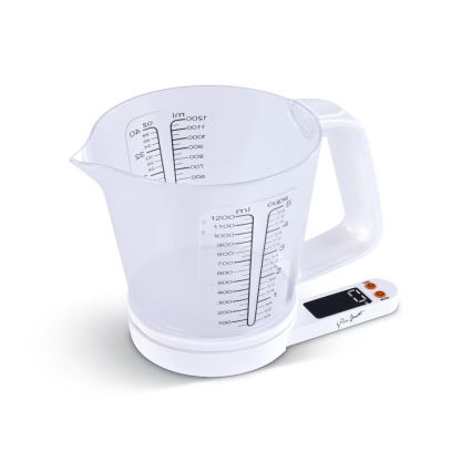 Lamart - skaitmeninė virtuvinė svarstyklė su matavimo indeliu 2xAAA balta