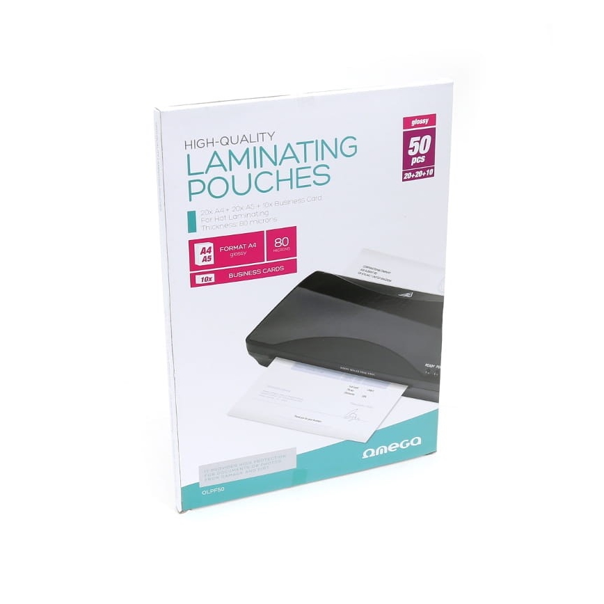 Laminuojanti folija A4 20 vnt + A5 20 vnt + vizitinė kortelė 10 vnt