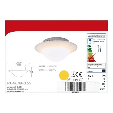 Lampenwelt - LED lubinis šviestuvas LED/9W/230V