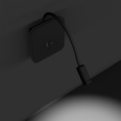 Lanksčioji LED sieninė lempa BASE LED/8W+LED/2W/230V juoda/sidabrinė