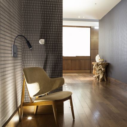 Lanksčioji LED sieninė lempa BASE LED/8W+LED/2W/230V juoda/sidabrinė