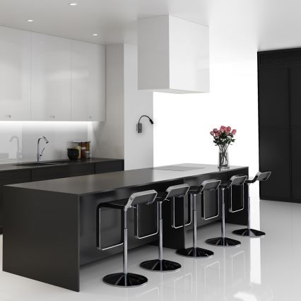 Lanksčioji LED sieninė lempa BASE LED/8W+LED/2W/230V juoda/sidabrinė