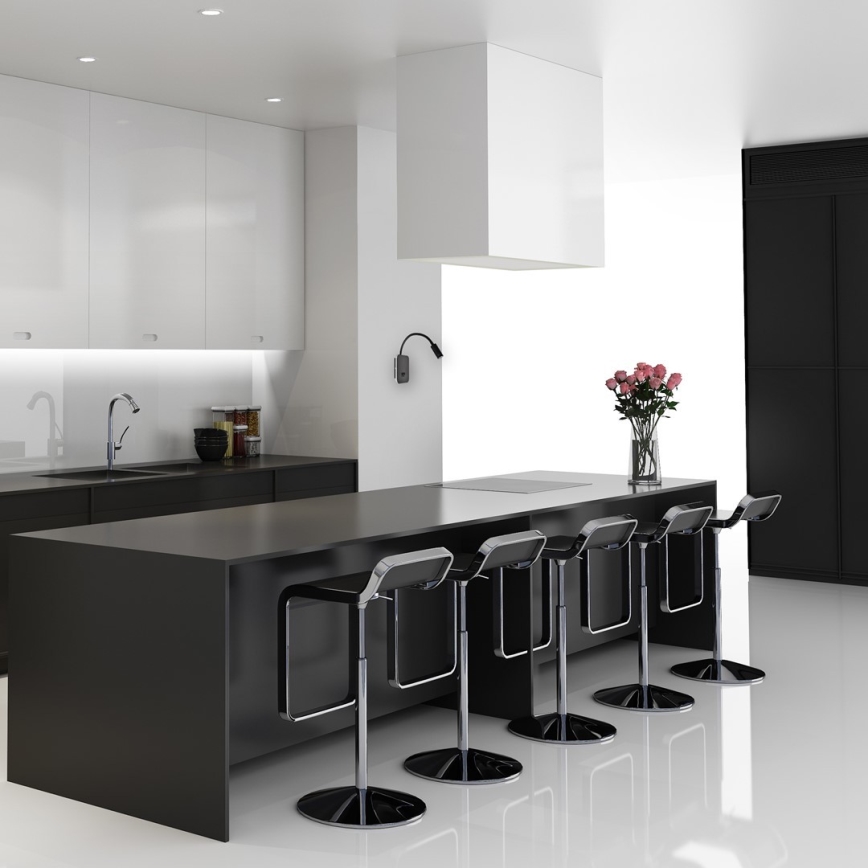 Lanksčioji LED sieninė lempa BASE LED/8W+LED/2W/230V juoda/sidabrinė