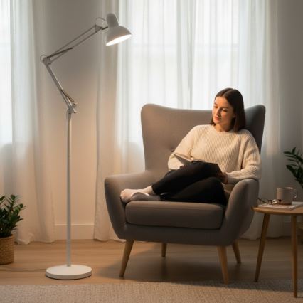 Lanksti pastatoma lempa AURIQ 1xE27/60W/230V 184 cm balta