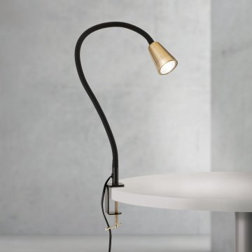 Lanksti stalinė lempa su spaustuku DOTTY 1xGU10/10W/230V žalvaris/juoda