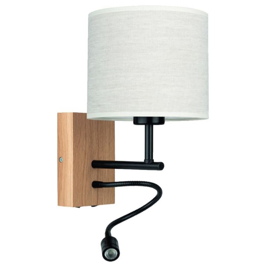 Lankstus šviestuvas BOHO 1xE27/25W + LED/1W/230V ąžuolas