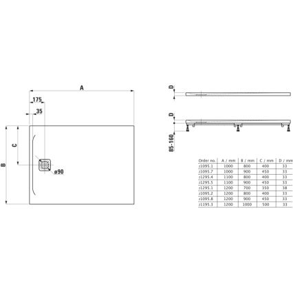 LAUFEN H2109580000001 - Stačiakampis dušo padėklas PRO 120x90 cm marbond/baltas