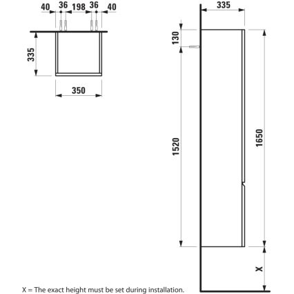 LAUFEN H4831220954791 - Vonios spintelė PRO 165 cm ąžuolas